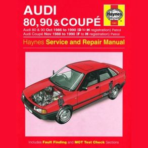Reparationsbog Haynes - Audi 80, 90 (Oct 86 - 90) Og Coupe Benzin (Nov 88 - 90)