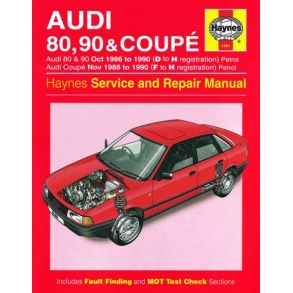 Reparationsbog Haynes - Audi 80, 90 (Oct 86 - 90) Og Coupe Benzin (Nov 88 - 90)