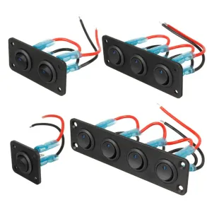 Kontaktpanel Med 1-4 stk. On/Off Kontakter - Blt Led Lys - 12V