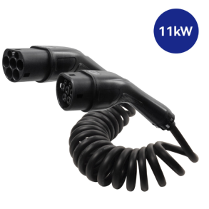 Ladekabel spiral til elbil - Type-2 32A 3-faset 22kW - L�ngde 5 meter