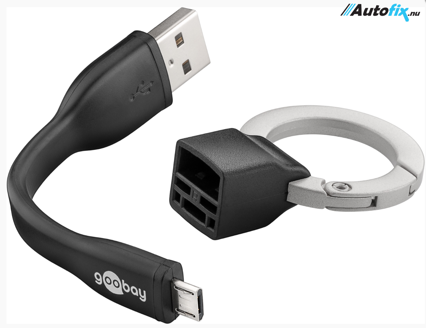 Blive skør Effektivitet skepsis Nøglering med Micro-USB kabel - Længde 8,5 cm. - Ladekabel & AUX stik -  Autofix.nu