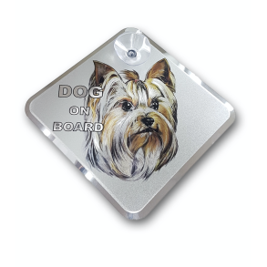 Dog On Board Skilt M/ Sugekop - Yorkshire Terrier - Str. 11,5x11,5 cm