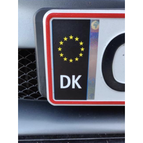 DK/EU Skilt Sort Design - Til Nummerplader - 2 stk