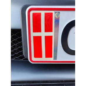 Dannebrog Stickers 2 Stk. - Passer Til DK Nummerplader - Ml 10x4,5 cm