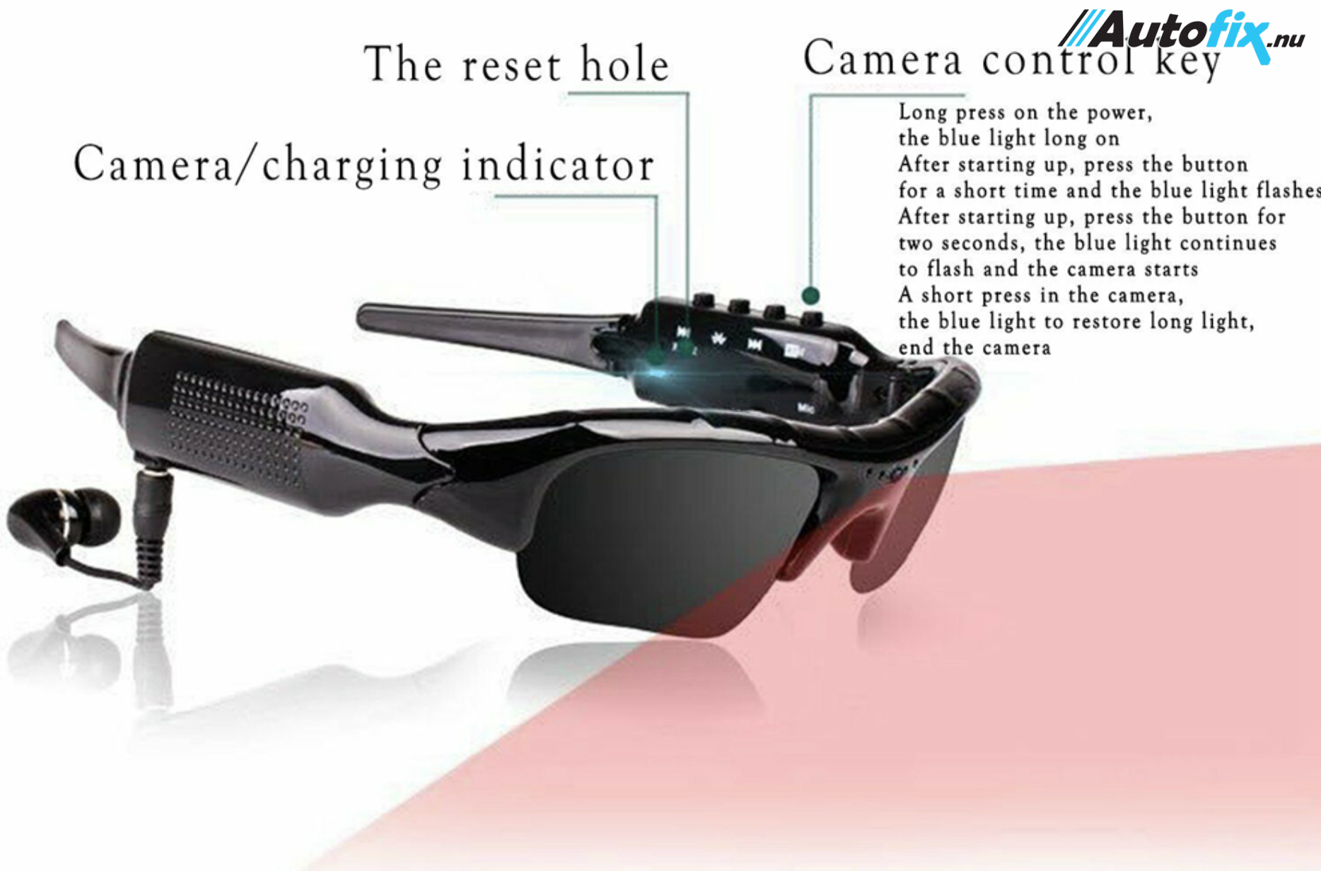 Solbriller med kamera 1920x1080P - 32GB SD-KORT - Overvågningskamera - Autofix.nu ApS