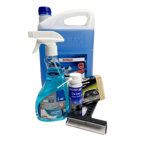 Bilplejest vinterpakke - Indeholder sprinklervske, isskraber, lseolie, antidug svamp & isfjerner