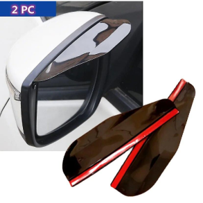 Halvtag til sidespejl - Universal regnskjold 2 stk - Sort Transparent 18,2x5,5 cm