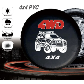 Reservehjulsdkken Universal - Sort vandtt PVC lder - Str. 14