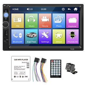 Autoradio med bluetooth & AUX - CarvillZ 7010B 2DIN 7'' skrm - Bakkamera medflger