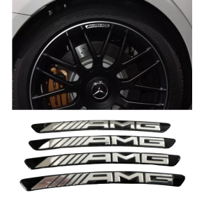 Mercedes flg klistermrke - Mercedes AMG Black - St med 4 stk.