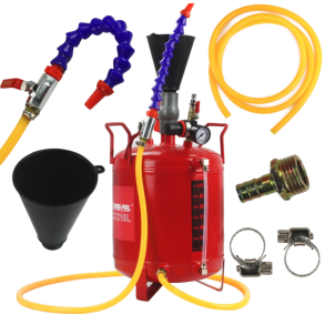 Trykluftdrevet oliepumpe 10 liter - med manometer - Til pfyldning af olie (inkl. tilbehr)