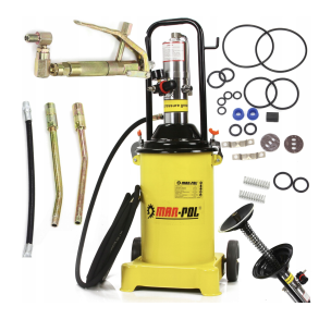 Smreapparat trykluft 12 liter med hjul - Fedtsprjte kapacitet 0,82 l/m - 300-400 bar pumpetryk