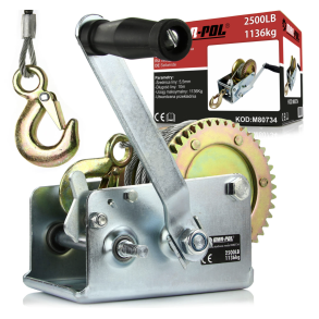 Hndspil trkkapacitet 1136 kg - Trkspil 2-trins med 10 meter wire