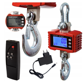 Kranvgt 2000 kg. / 0,2 kg. - Med stor LCD-skrm & genopladeligt batteri - Vejning i kg eller lb