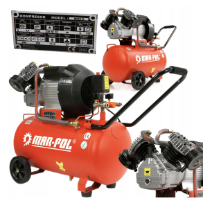 Luftkompressor 3 HK / 50 liter - Med 2 hurtigkoblinger & manometre - 230V / 6-8 bar