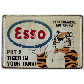 Retro Metalskilt - Esso Tiger Motiv - Str. 20x30 cm