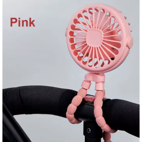 Transportabel mini fan - Pink genopladelig - Justerbar montering