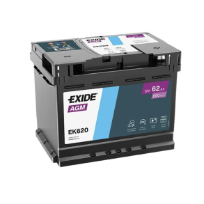 Startbatteri Start/stop - Exide AGM EK620 - 12V (62ah / 680cca)