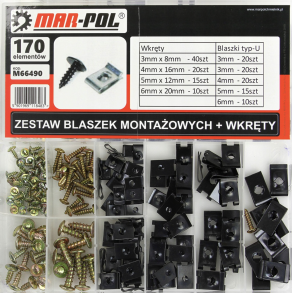 Clipsmtrik og pladeskruer sortiment 170 stk. - Leveres i opbevaringskasse