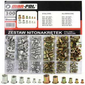 Nittemtrik sortiment 300 stk. - Stl & aluminium - Leveres i opbevaringskasse