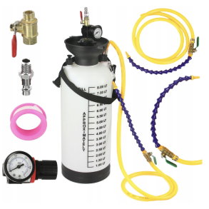 Trykluftdrevet oliepumpe 8 liter - med manometer - Til pfyldning af olie (inkl. tilbehr)