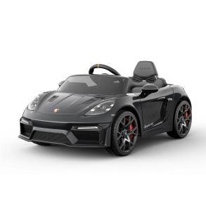 Elbil til b�rn - Porsche Spyder 718 RS Sort - Med fjernbetjening, lys, lyd & musik