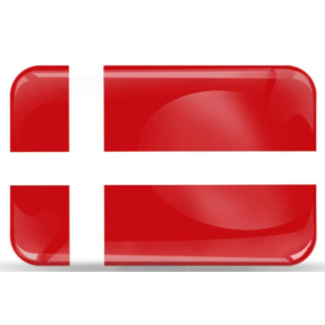Flag 3D Silikone Stickers - Selvkl�bende Danmarks Flag - M�l 32x22 mm 