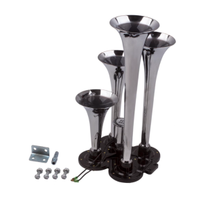 Trucker- & Marine Horn 12V-24V - Krom Tragte 4-Tonet - (150DB)
