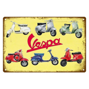 Retro Metalskilt - Vespa Modeller - 20x30 cm