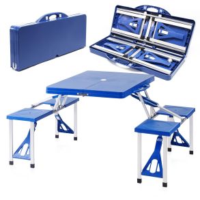 Campingbord st Med 4x integreret stole - Aluminium & plastik - Plads til 4 personer