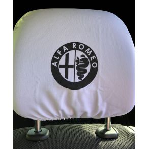 Nakkestttebetrk - Alfa Romeo Hvid 2 stk - Sort farvet logo