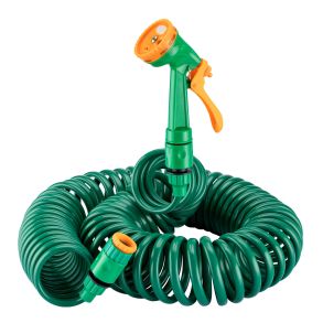 Vandslange Spiral 15 Meter - Med Brusepistol 