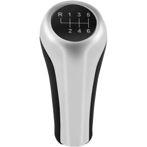 Gearknop BMW - Sort PU-l�der & Aluminium - 6-Gear 