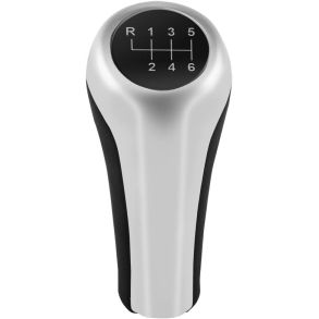 Gearknop BMW - Sort PU-lder & Aluminium - 6-Gear 