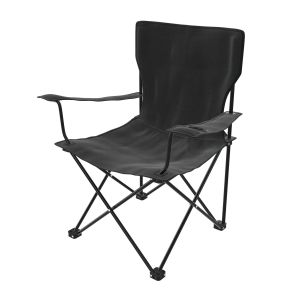 Campingstol med kopholder til brn - Kraftig Sort Oxford stof - Belastning maks 140 kg