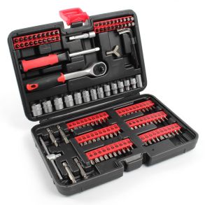 Topngle- og bitst 130 dele - Krom vanadiumstl - Leveres i praktisk opbevaringskasse