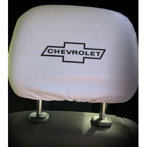 Nakkestttebetrk - Chevrolet Hvid 2 stk - Sort farvet logo