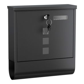 Postkasse Sort - Galvaniseret stl - 305x96x335 mm (inkl. 2 ngler)