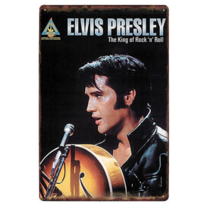 Retro Metalskilt - Elvis Presley King Of Rock'n Roll - Str. 20x30 cm.