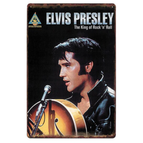 Retro Metalskilt - Elvis Presley King Of Rock'n Roll - Str. 20x30 cm.