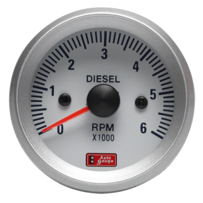 Omdrejningstller For Diesel - Auto Gauge - Hvid 52 mm.