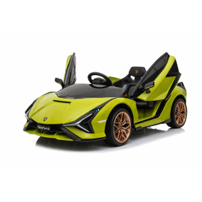 Elbil til b�rn - Lamborghini Si�n Gr�n - Med fjernbetjening, lys, display & 4x4