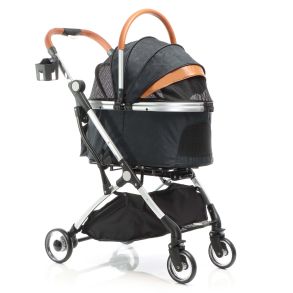 Mobil klapvogn til kledyr foldbar - Kraftig aluminiumsramme & 360 hjulrotation - Sort maks. 15 kg.