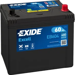 Startbatteri - Exide Excell EB604 - 12V (60ah / 480cca)