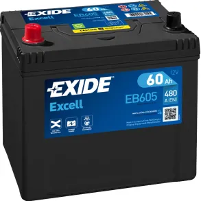 Startbatteri - Exide Excell EB605 - 12V (60ah / 480cca)