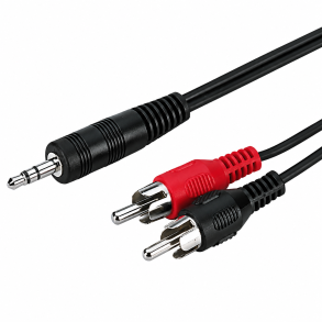 AUX Kabel - MINI Jack (Han) 3,5 mm med 2x RCA-Stik (HAN) - 1,2 meter