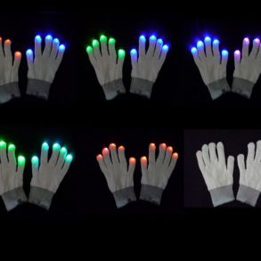 LED Handsker m/ Multicolor Lys - Hvid - 1 Par