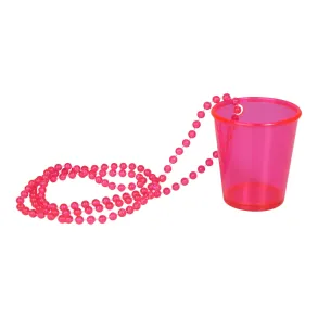 Halsk�de med shotglas - Neon pink - 39 cm
