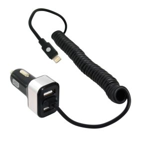 USB-Oplader 2x 12V-24V (4.8A) - Med Ladekabel Til Smartphones & Tablet 