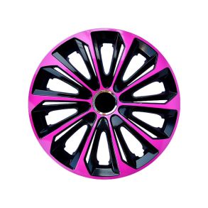 Hjulkapsler 4 stk. - Extra strong pink/sort - Str. 14